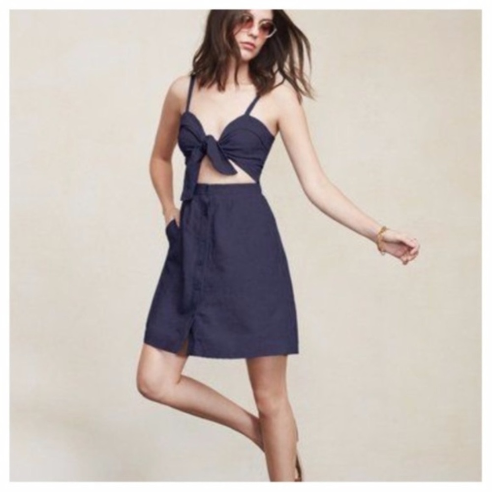 Reformation Miramar Mini Dress w/ Cut Outs & Ties